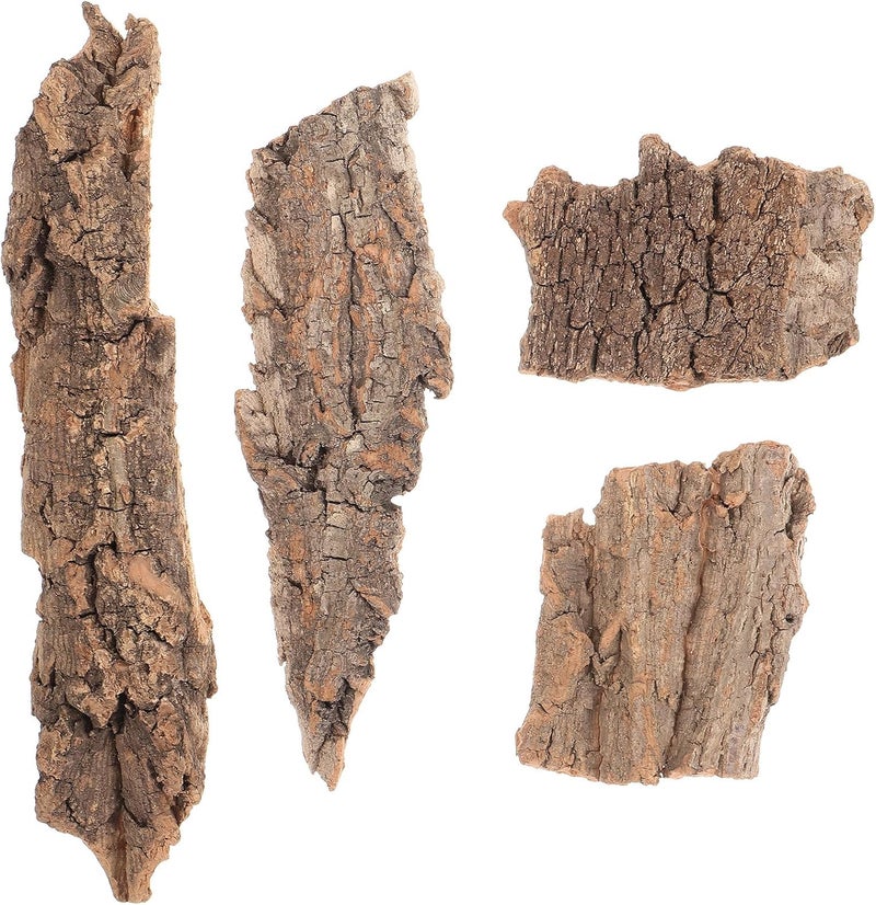 PACKOVE 4pcs Reptile Bark Decor Wood Reptile Terrarium Bark Decor Cork Barks Hide for Spider Lizard, Light Brown, 5. 11 X 1. 49 X 0. 39 Inch - Image 1